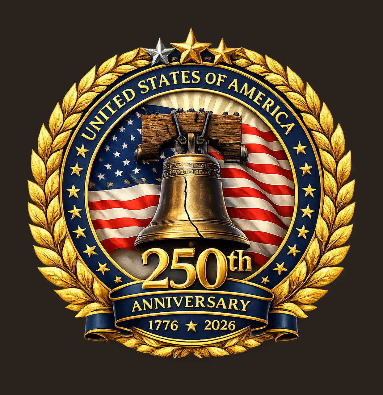 Liberty Bell Commemorative Emblem With And American Flag contrast preview thumbnail