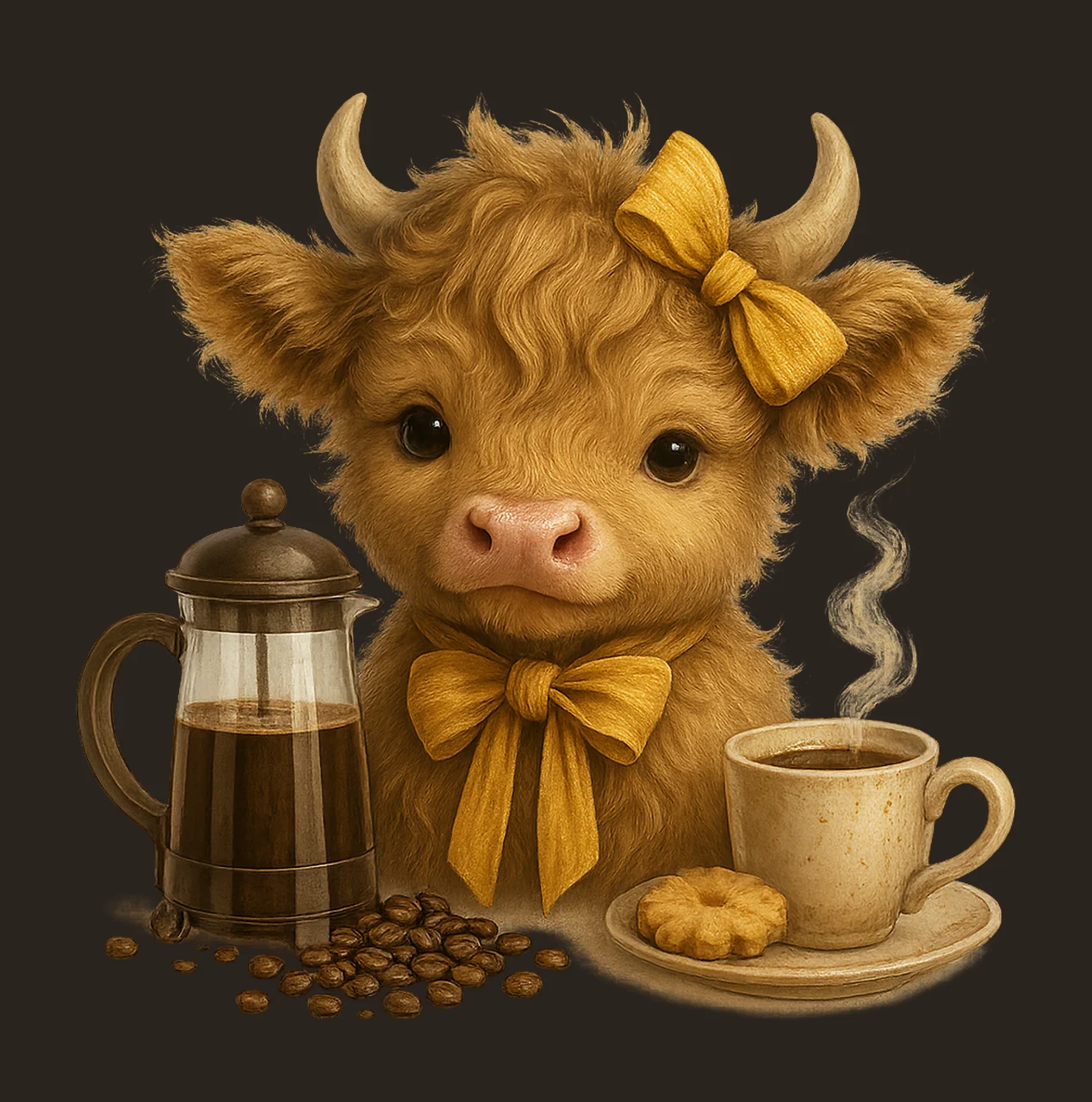 Coffee Love Mug Wrap Self Motivation Highland Cow Design contrast preview thumbnail