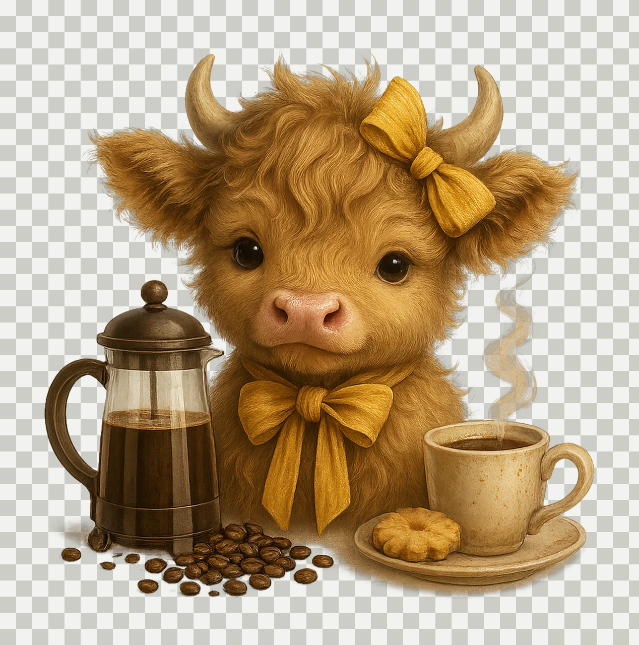Coffee Love Mug Wrap Self Motivation Highland Cow Design transparency and detail preview thumbnail