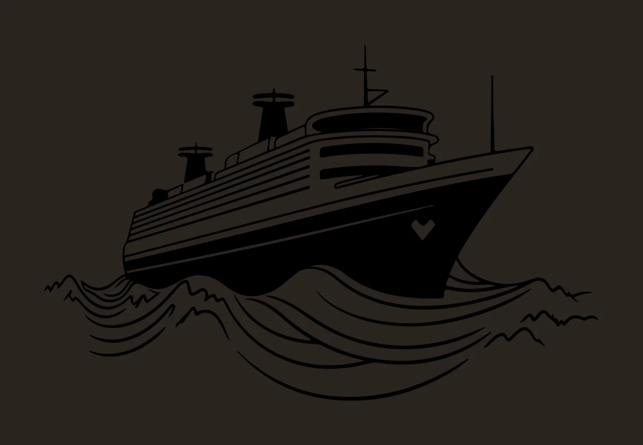Ship Large Passenger On Waves sailing masts black ocean vessel contrast preview thumbnail