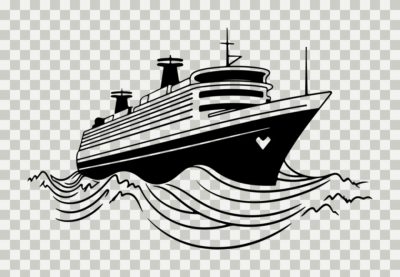 Ship Large Passenger On Waves sailing masts black ocean vessel transparency and detail preview thumbnail