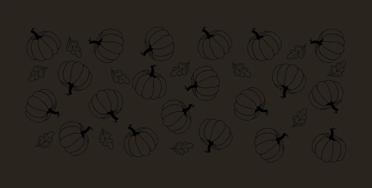 Can Glass Wrap Pumpkin And Leaf Pattern Design repeating line drawing contrast preview thumbnail