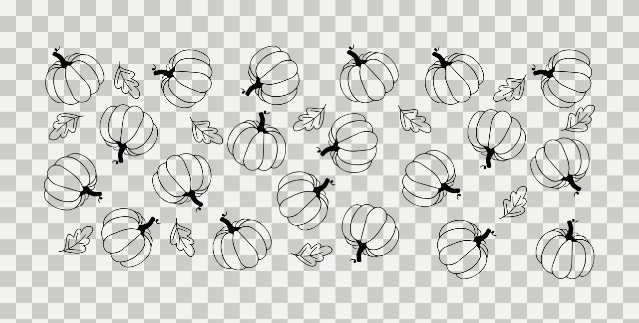 Can Glass Wrap Pumpkin And Leaf Pattern Design repeating line drawing transparency and detail preview thumbnail