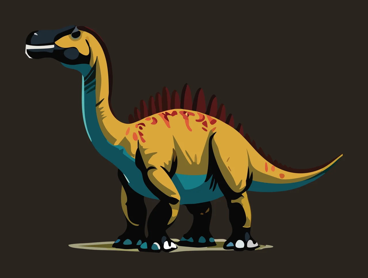 Dinosaur Black Silhouette Long Neck Profile standing white contrast preview thumbnail