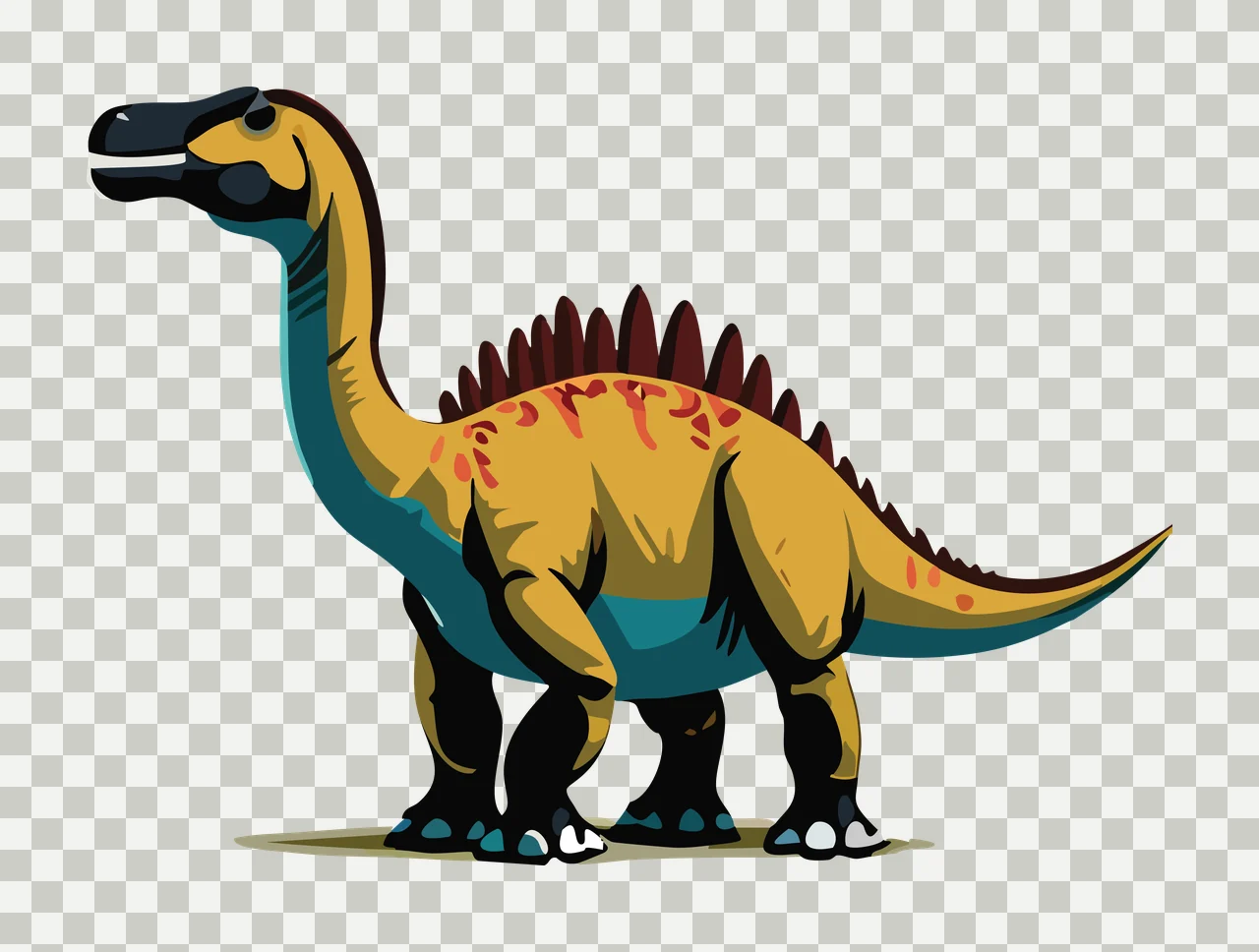 Dinosaur Black Silhouette Long Neck Profile standing white transparency and detail preview thumbnail