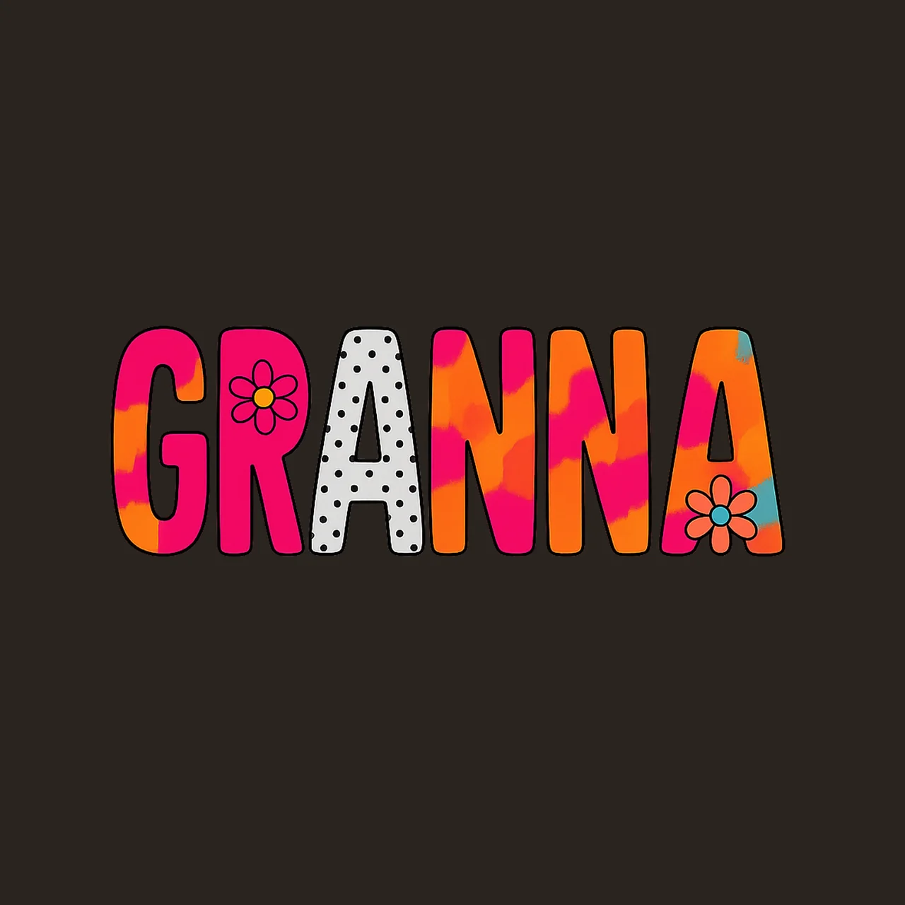 Granna Typography With Text And Flower tie dye polka dots contrast preview thumbnail