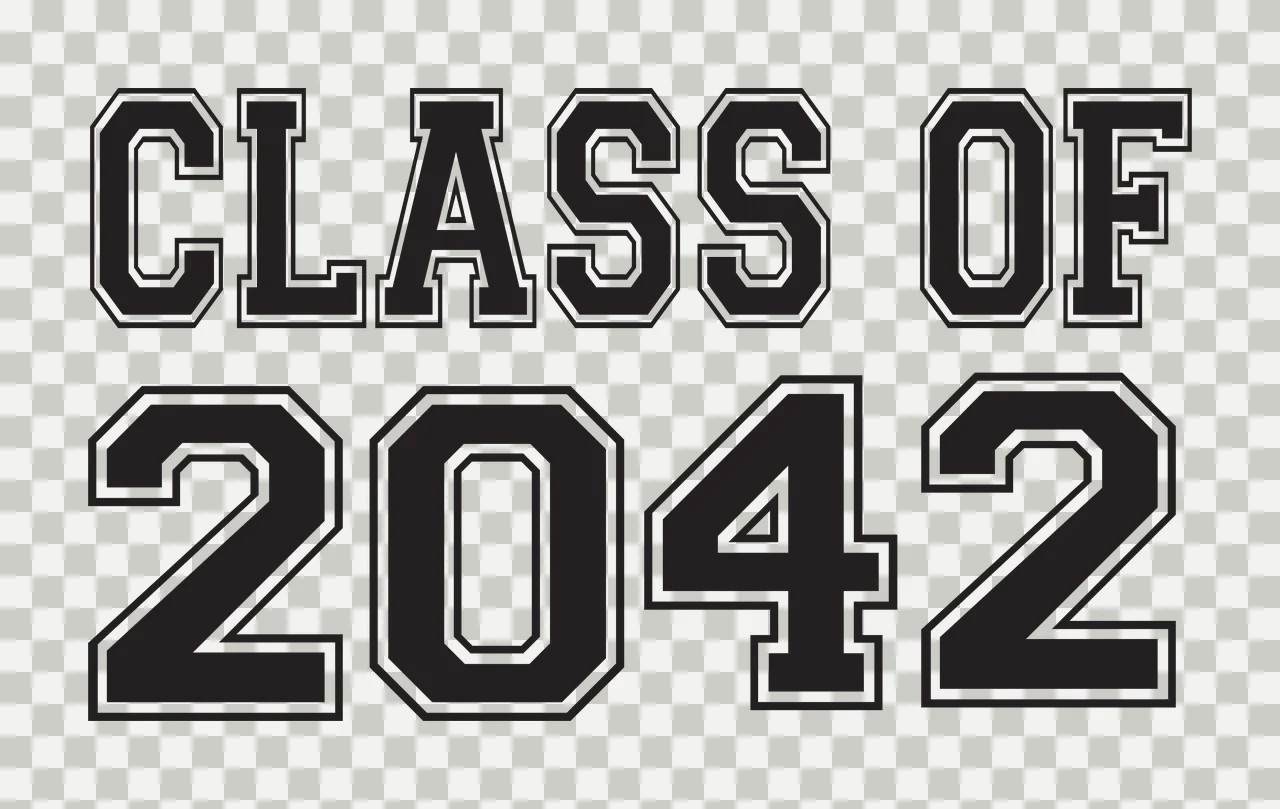 CLASS OF 2042 Typography Design with black lettering and white outlines transparency and detail preview thumbnail