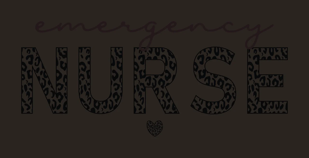 Emergency Nurse Text With Leopard Print displaying heart graphic contrast preview thumbnail
