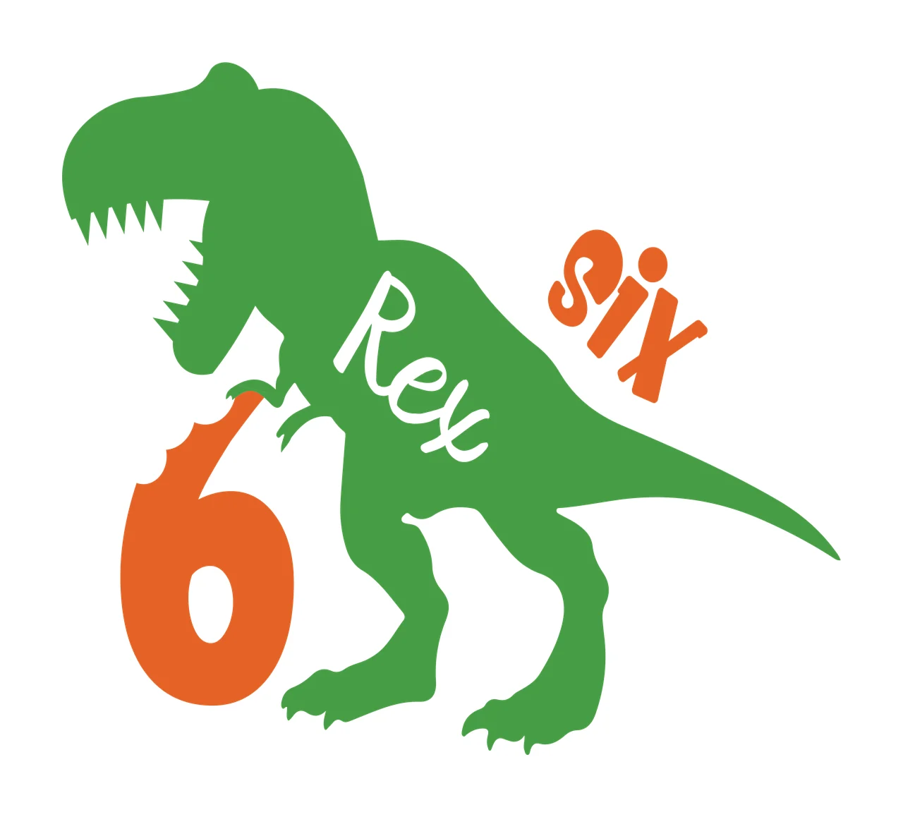 Dinosaur Silhouette Graphic and number Standing teeth Cartoon