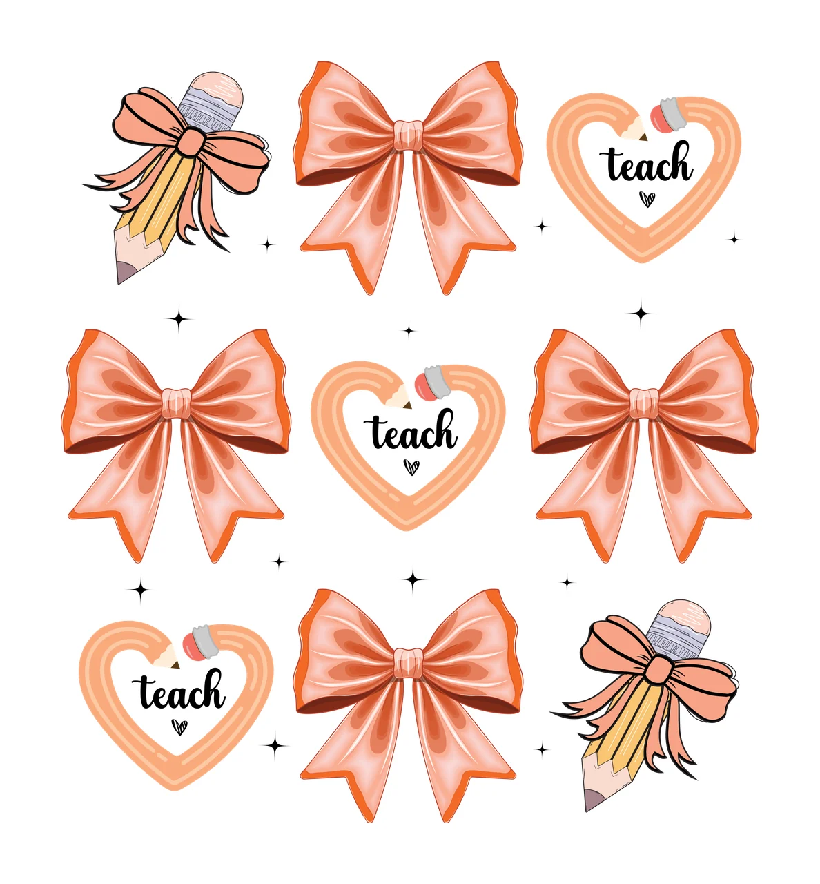 Collection Of Black Silhouettes Including Bows And Heart arranging