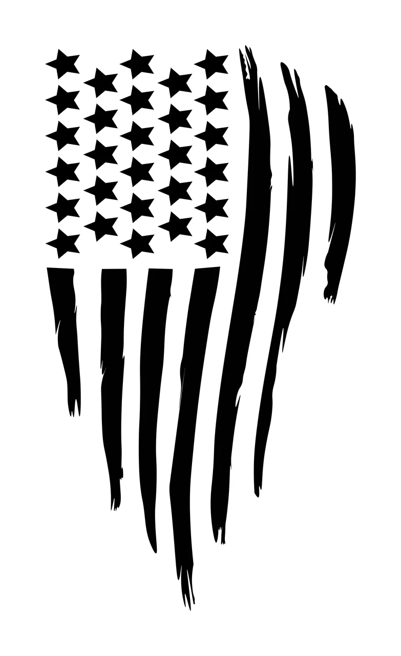 Black Flag Distressed American Stencil stars stripes white