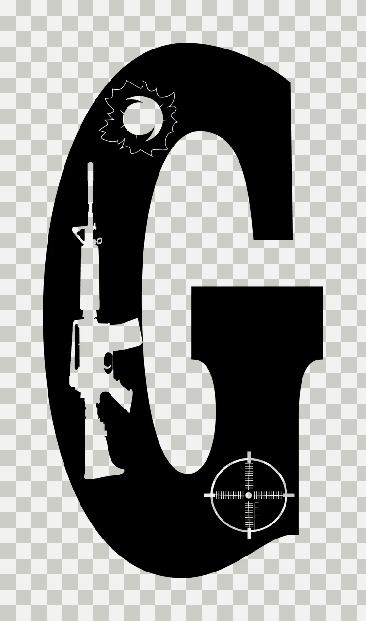 Gun Alphabet Character 22 scalable logo design icon transparency and detail preview thumbnail