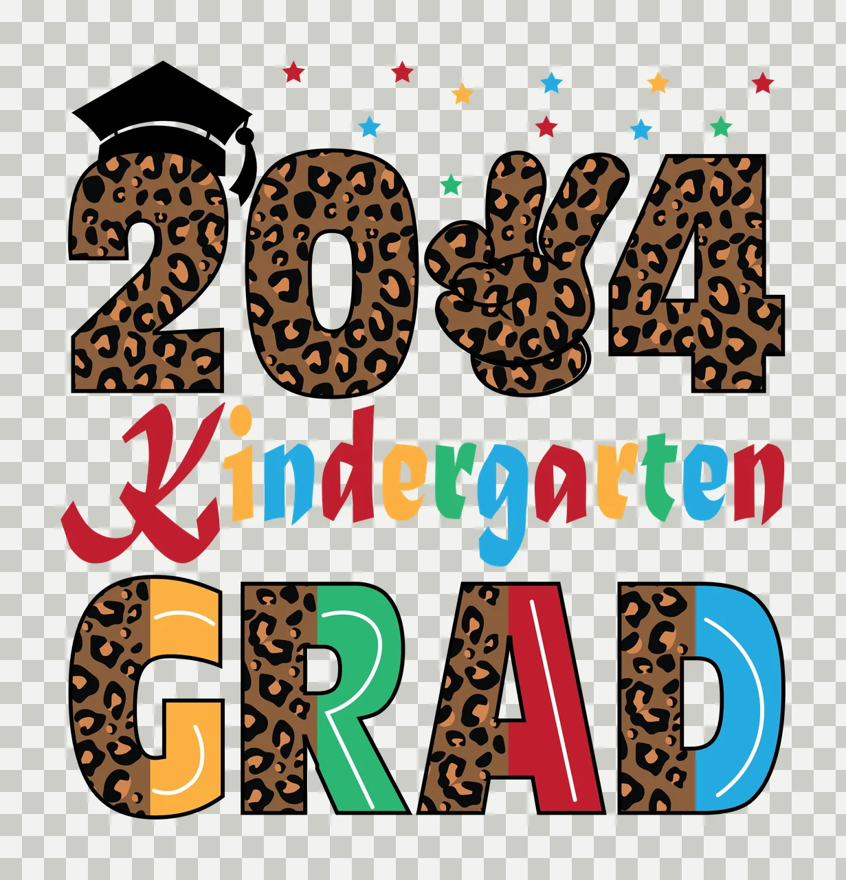 Kindergarten With Animal Pattern text print filling graduation cap transparency and detail preview thumbnail