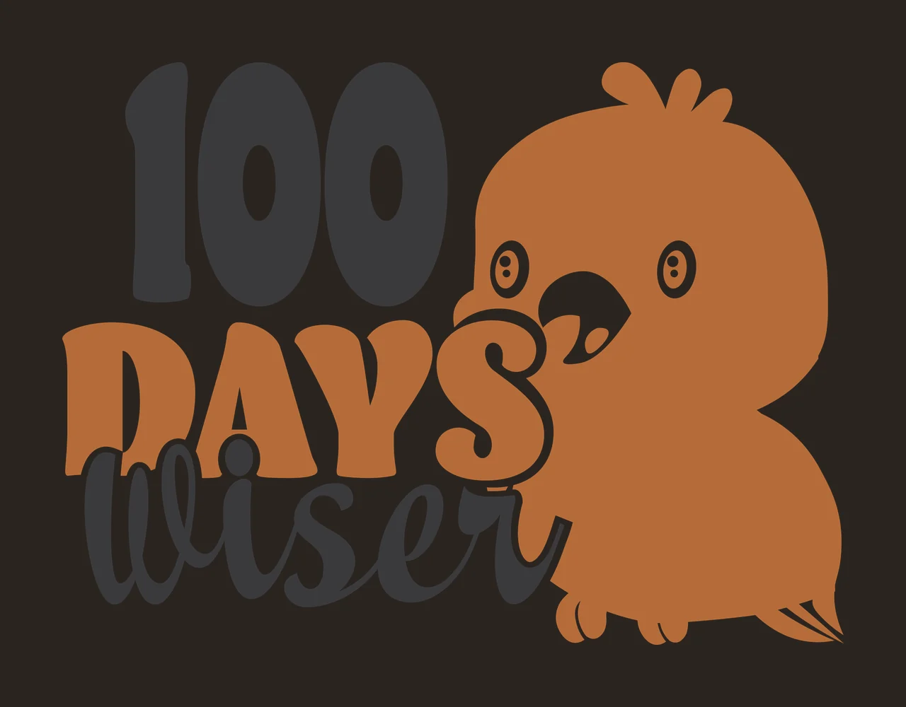 Of 100 Days Wiser With Bird Silhouette typography black white contrast preview thumbnail