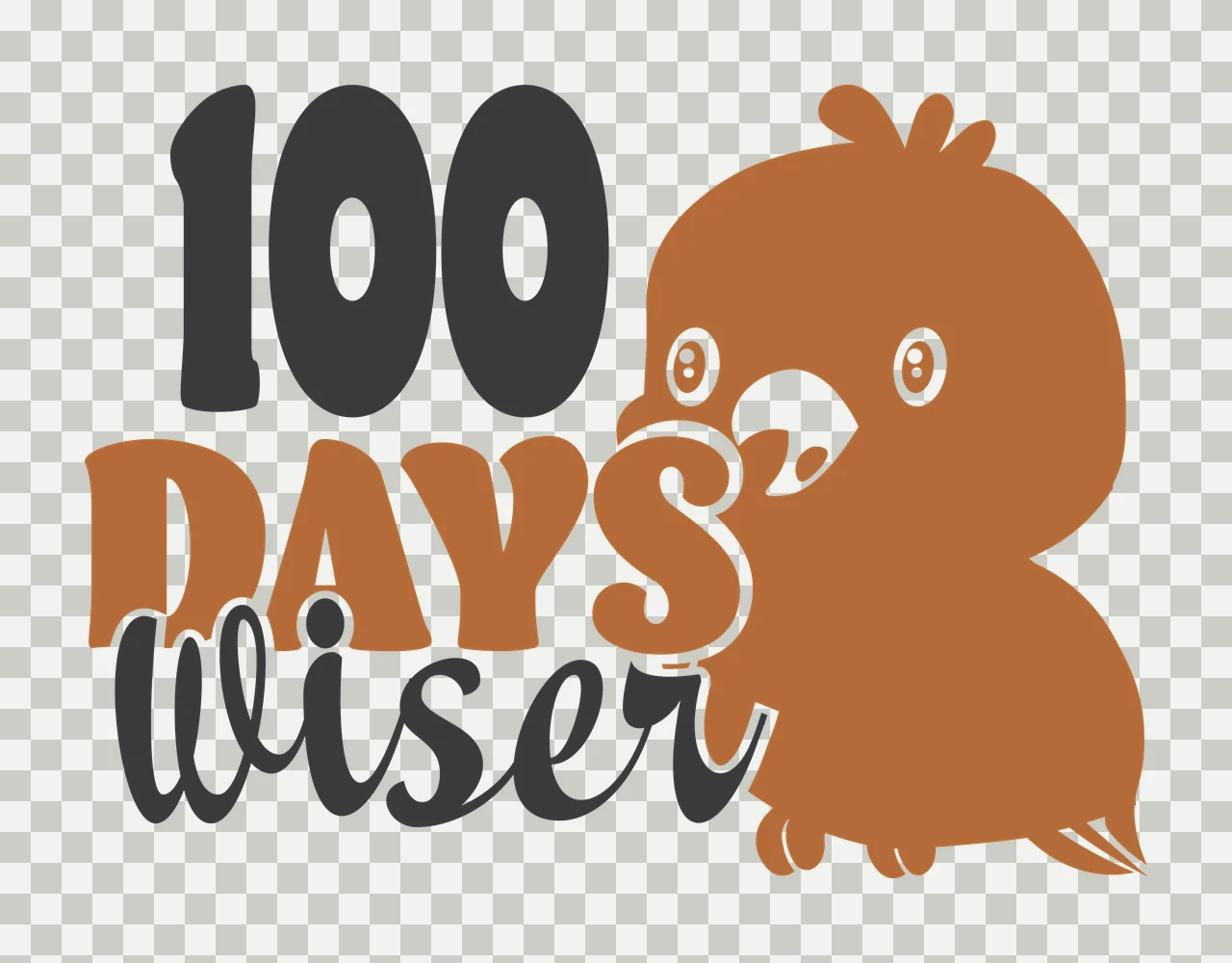 Of 100 Days Wiser With Bird Silhouette typography black white transparency and detail preview thumbnail