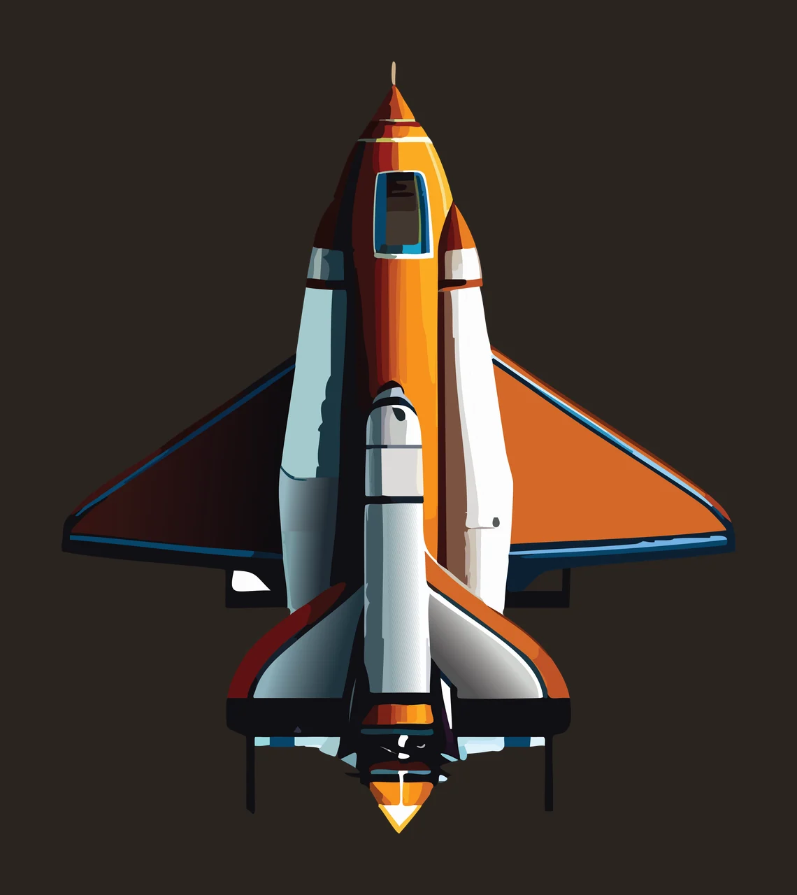 Space Shuttle Top View Graphic Technical Black Grey Plain background contrast preview thumbnail