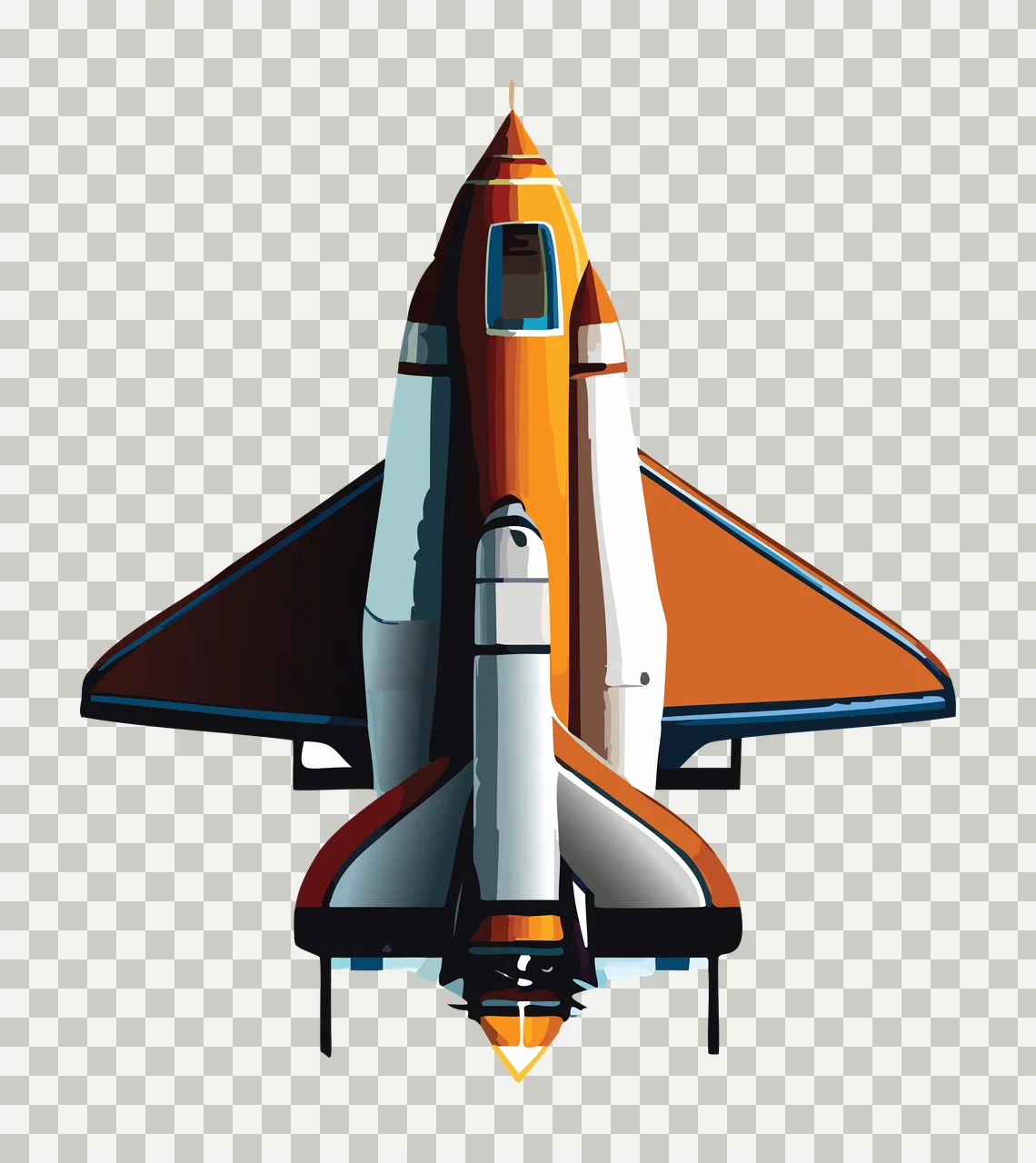 Space Shuttle Top View Graphic Technical Black Grey Plain background transparency and detail preview thumbnail
