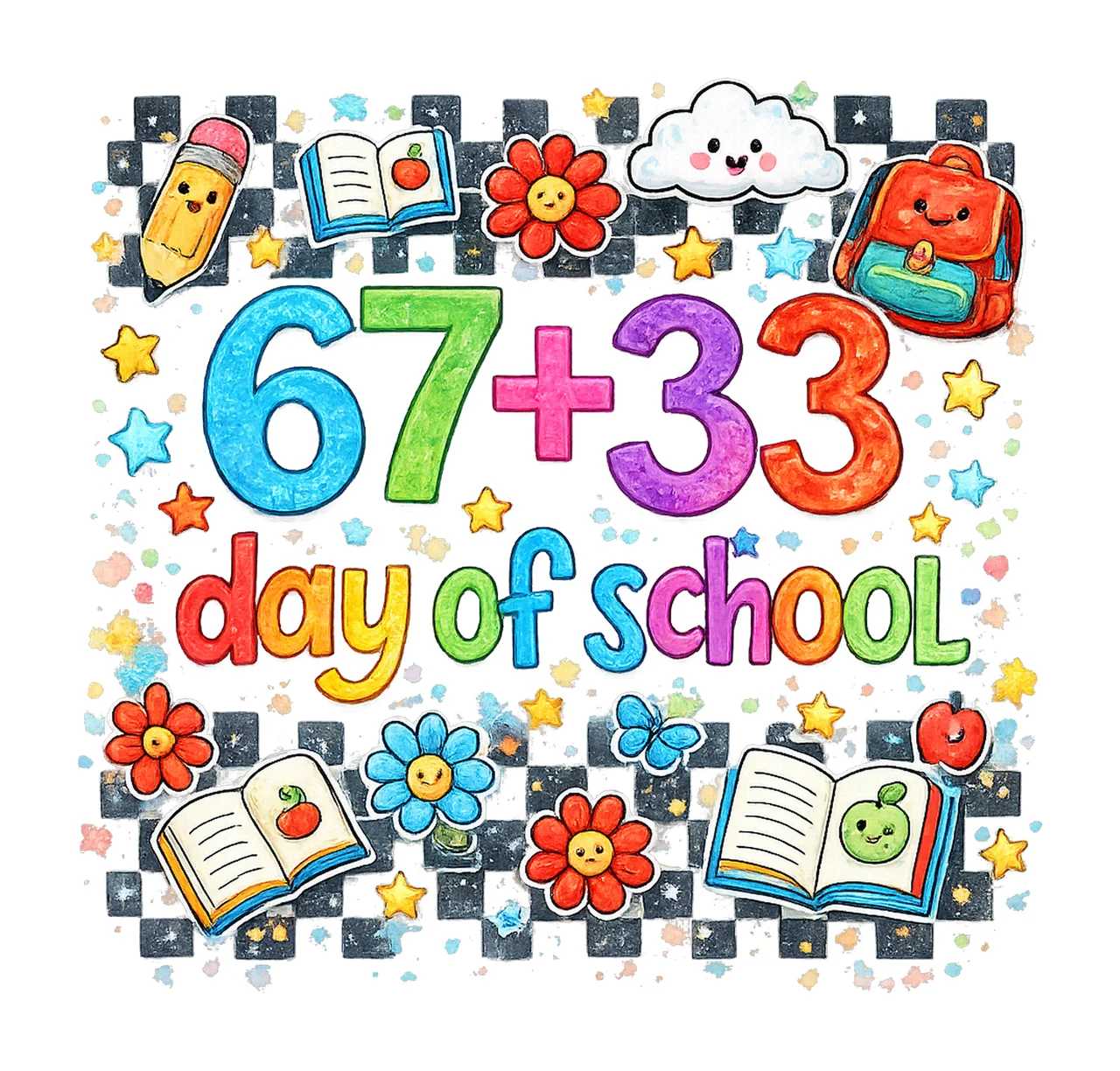 Preppy 100 Days of School Retro Happy 100th Day Design