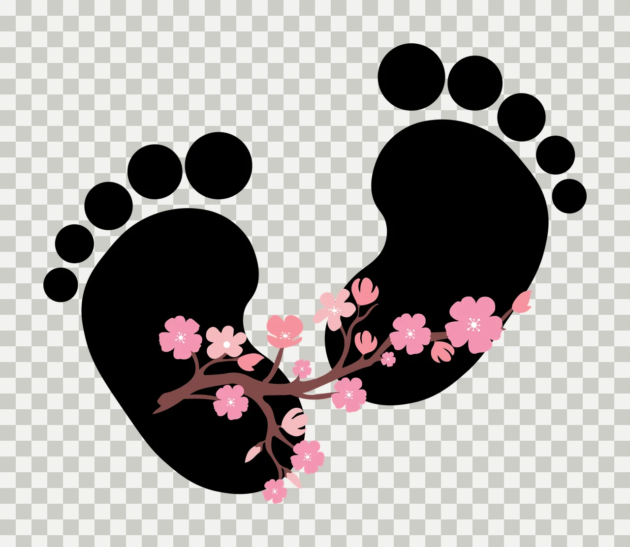 Baby Feet Flower Footprints With Small Floral Detail flowers transparency and detail preview thumbnail