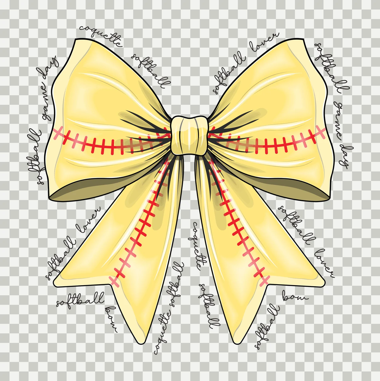 Bow Large Black Silhouette With Repeating Themed Cursive displaying transparency and detail preview thumbnail