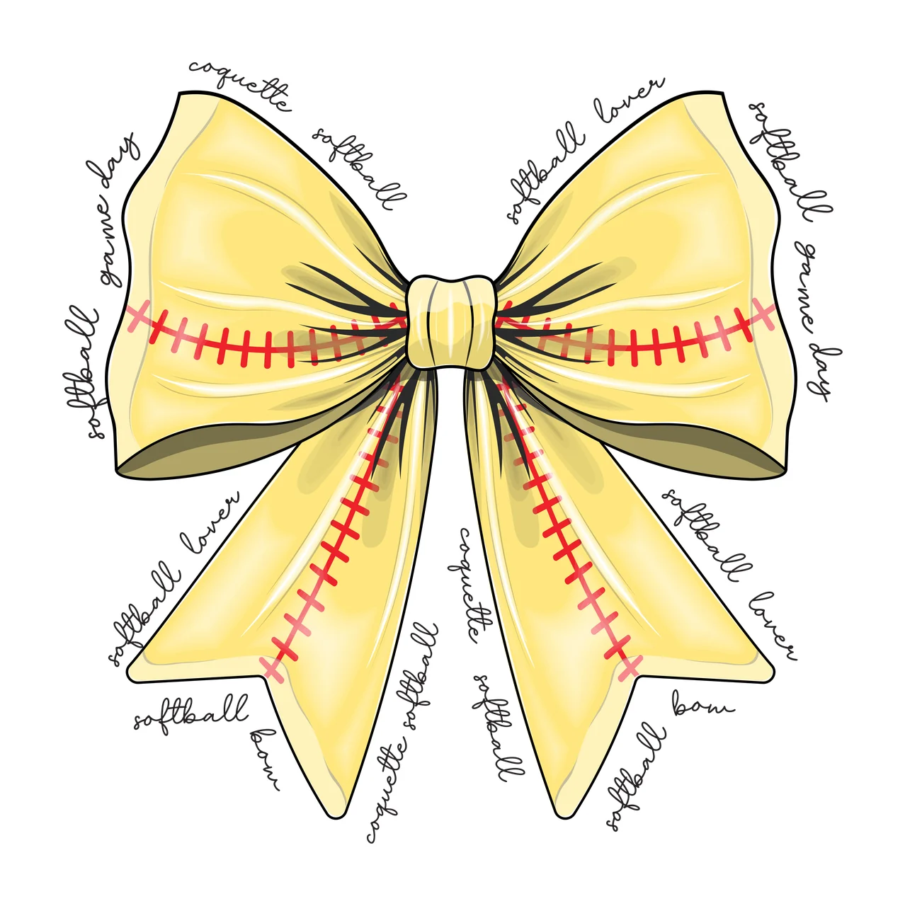 Bow Large Black Silhouette With Repeating Themed Cursive displaying