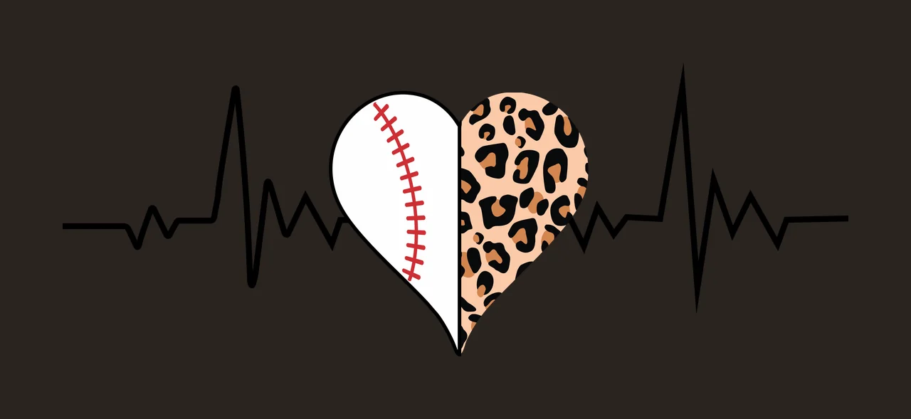 Heart Heartbeat Line With Leopard Pattern black plain spots contrast preview thumbnail