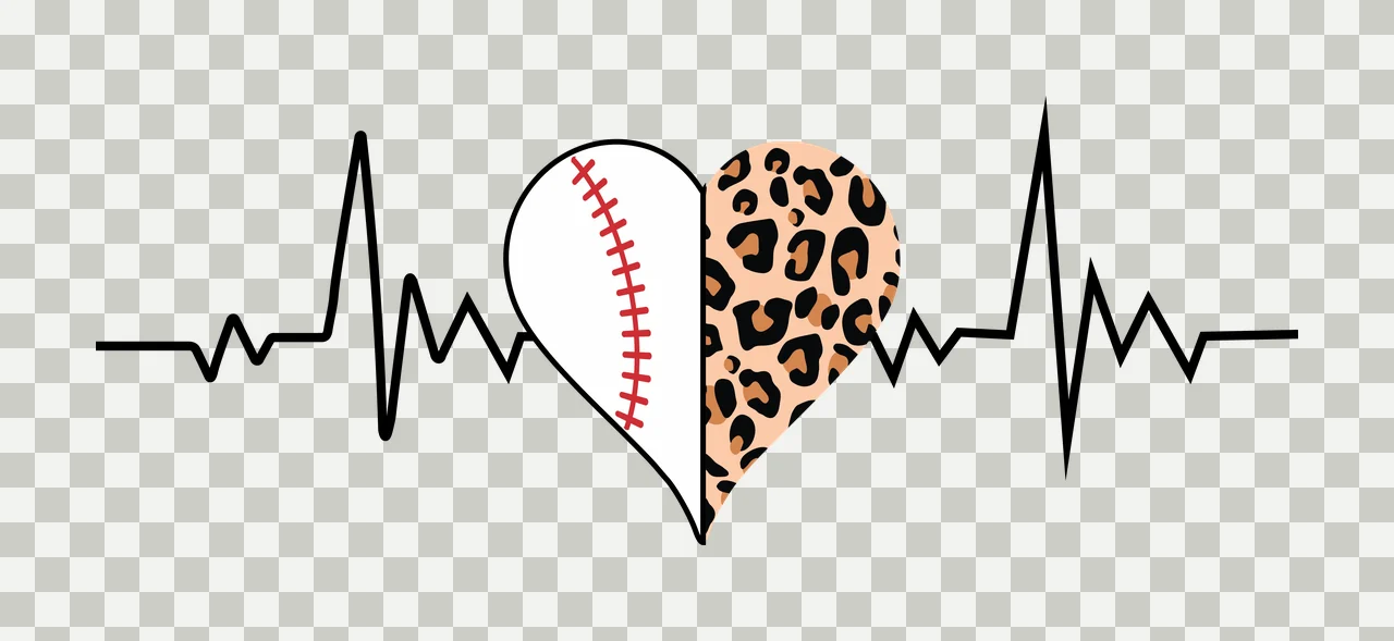 Heart Heartbeat Line With Leopard Pattern black plain spots transparency and detail preview thumbnail