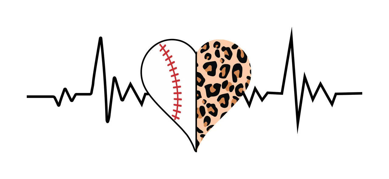 Heart Heartbeat Line With Leopard Pattern black plain spots