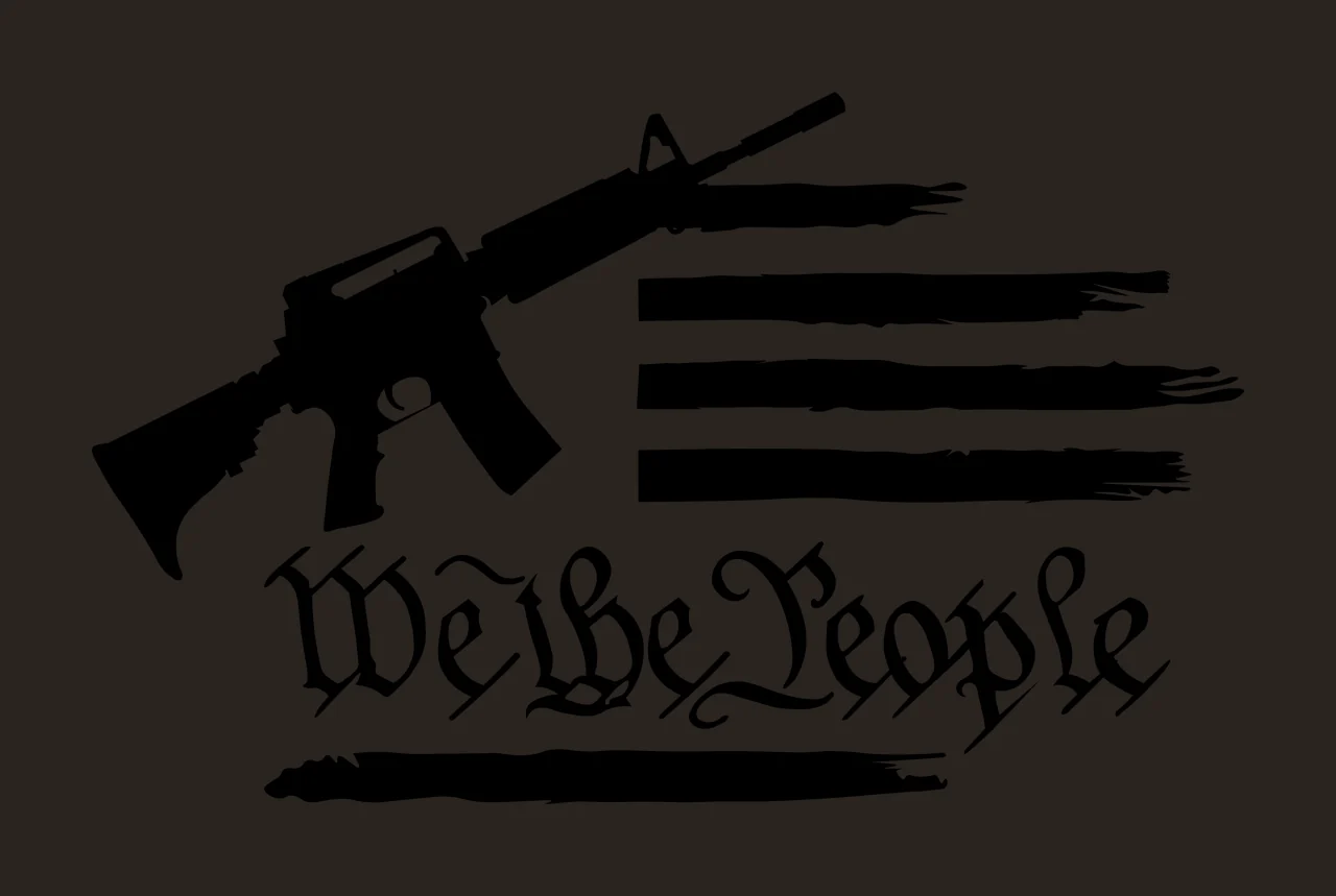 We The People Rifle Flag Art stripes calligraphy stencil black contrast preview thumbnail