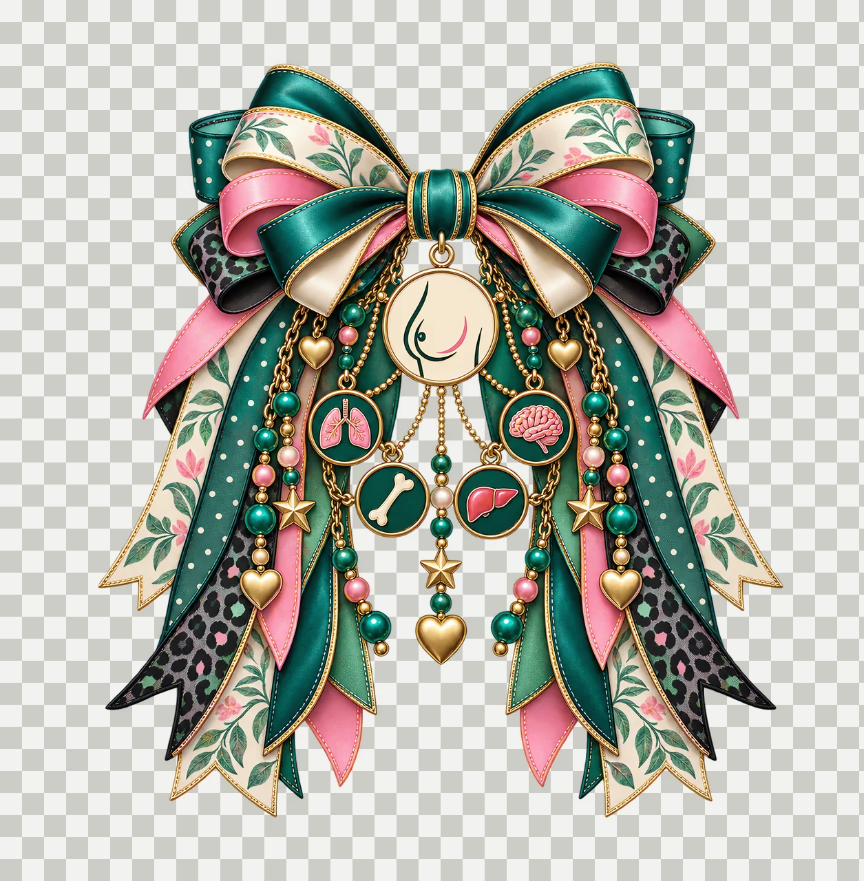 Metastatic Breast Cancer Awareness PNG, Awareness Ribbon and Organ Symbols Coquette Bow, No Text Clipart, Transparent Digital Download transparency and detail preview thumbnail