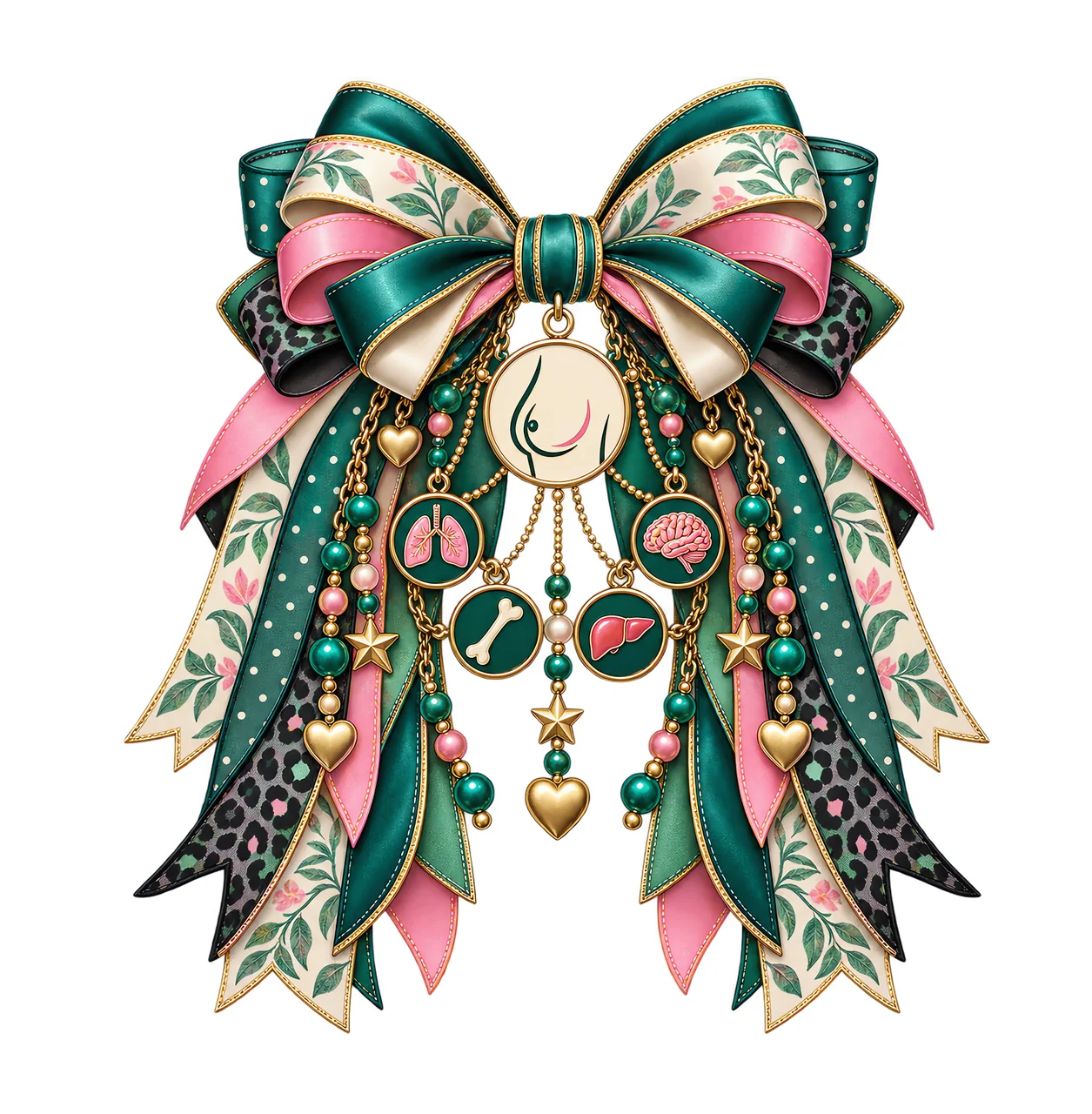 Metastatic Breast Cancer Awareness PNG, Awareness Ribbon and Organ Symbols Coquette Bow, No Text Clipart, Transparent Digital Download