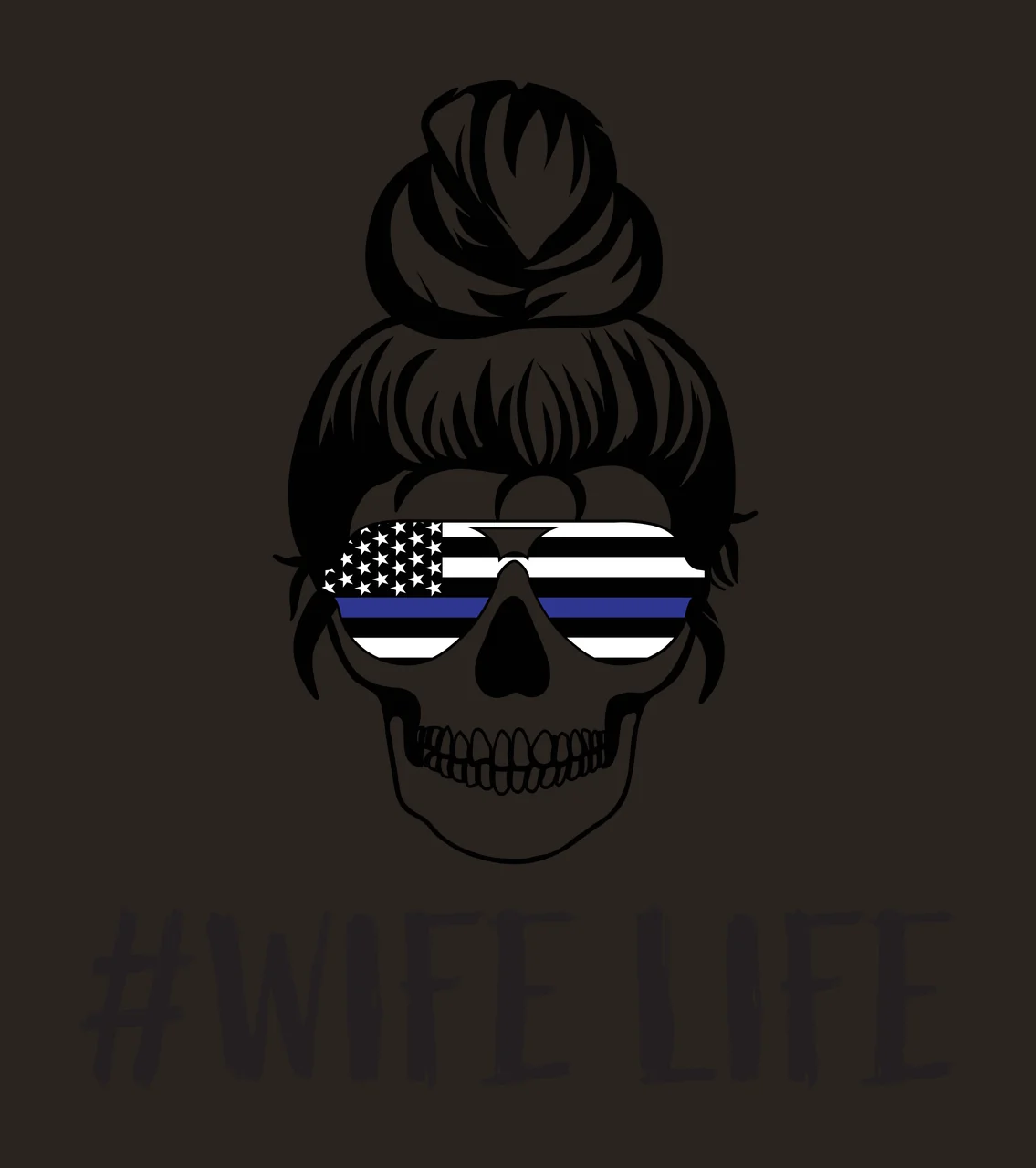Keychain Wife Life Typography With Skull Wearing glasses bun contrast preview thumbnail