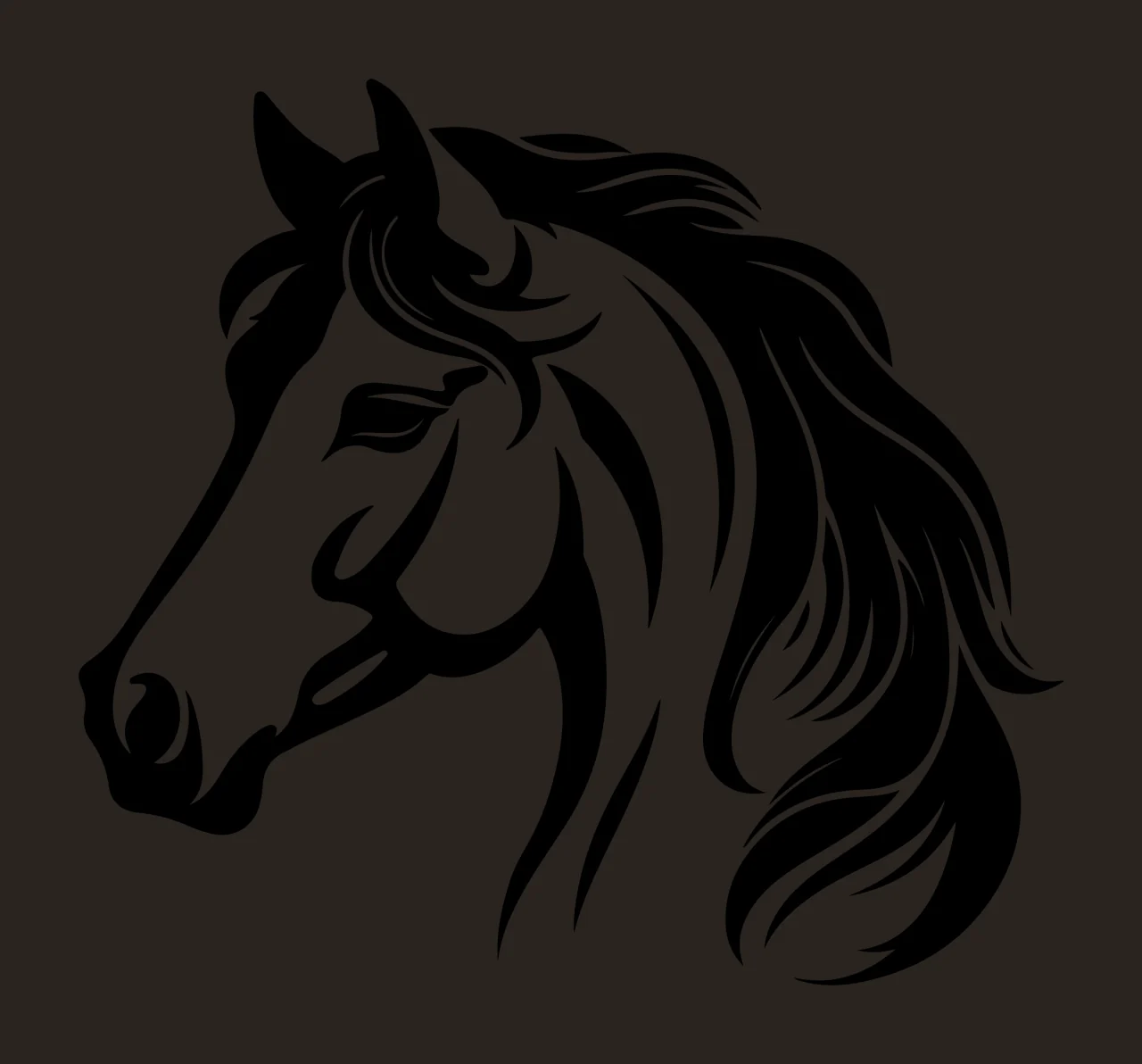 Horse Head Black Profile Silhouette mane animal 30 F16 contrast preview thumbnail