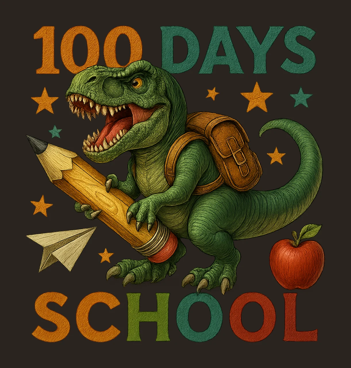 100 Days of School Dinosaur Celebration Gift Design Kids contrast preview thumbnail
