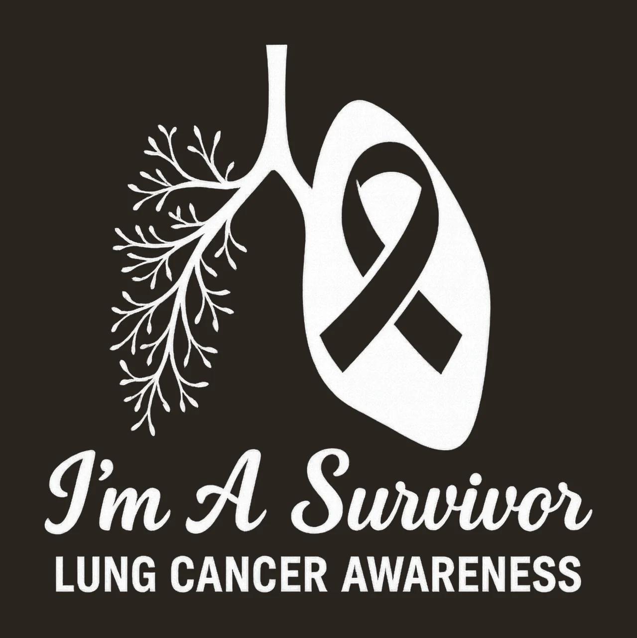 Lung Cancer Awareness Survivor Ribbon White Ribbon Design contrast preview thumbnail