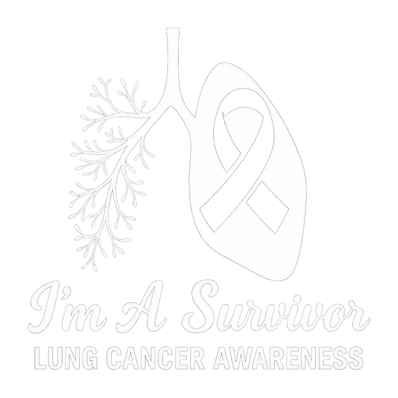 Lung Cancer Awareness Survivor Ribbon White Ribbon Design