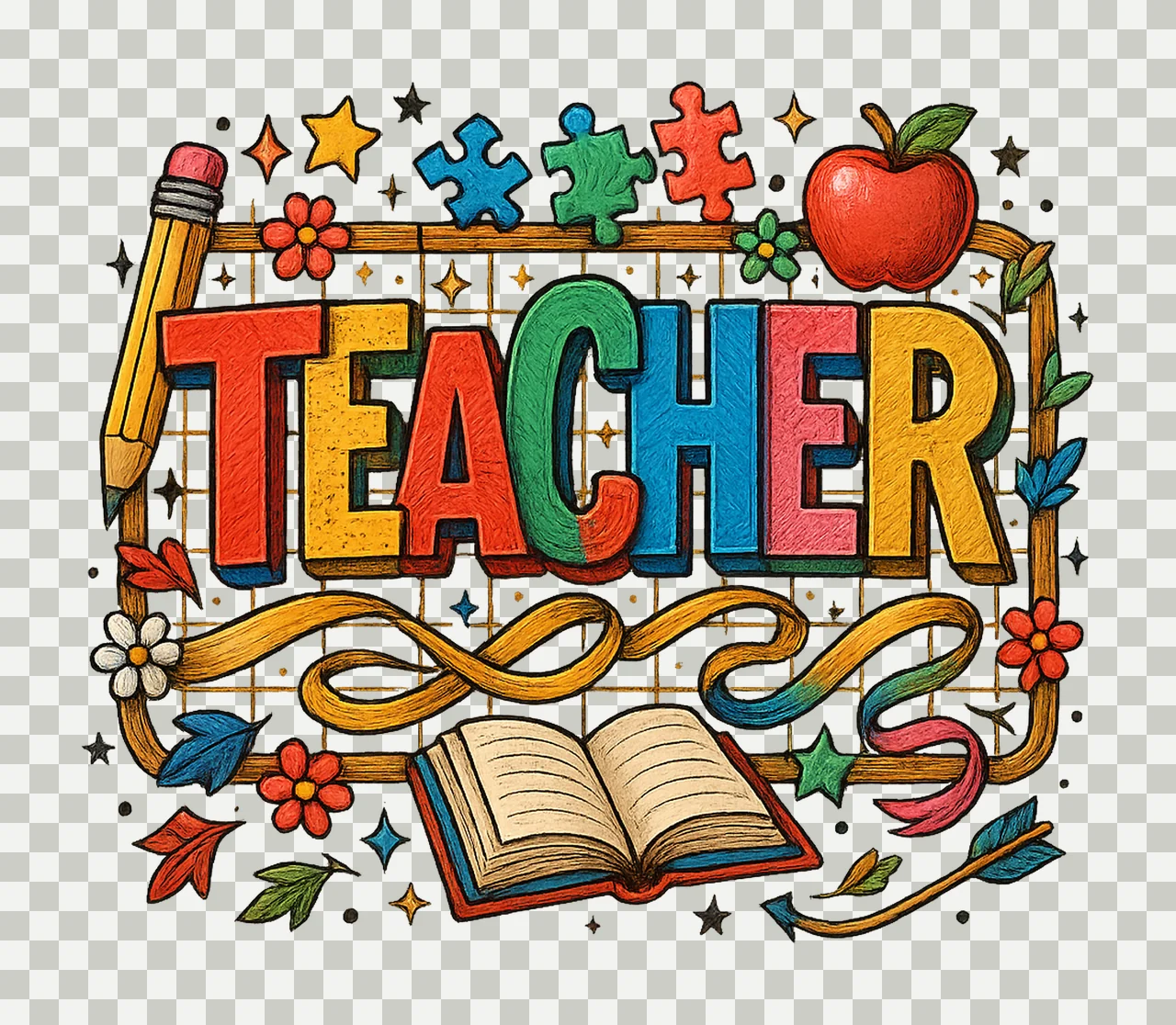 Checkered Autism Teacher Coquette Ausome Teacher Design transparency and detail preview thumbnail