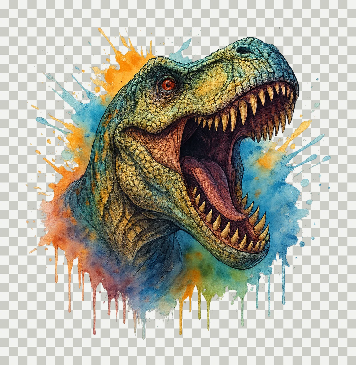 Watercolor Rex Artwork Dinosaur Art Crafting Design transparency and detail preview thumbnail