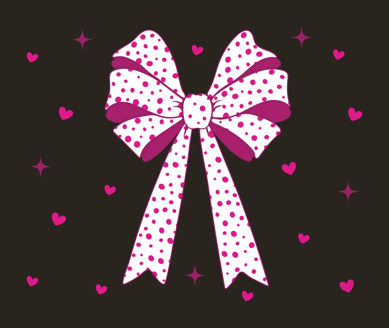 Bow Silhouette With Star And Hearts hanging stars black white contrast preview thumbnail