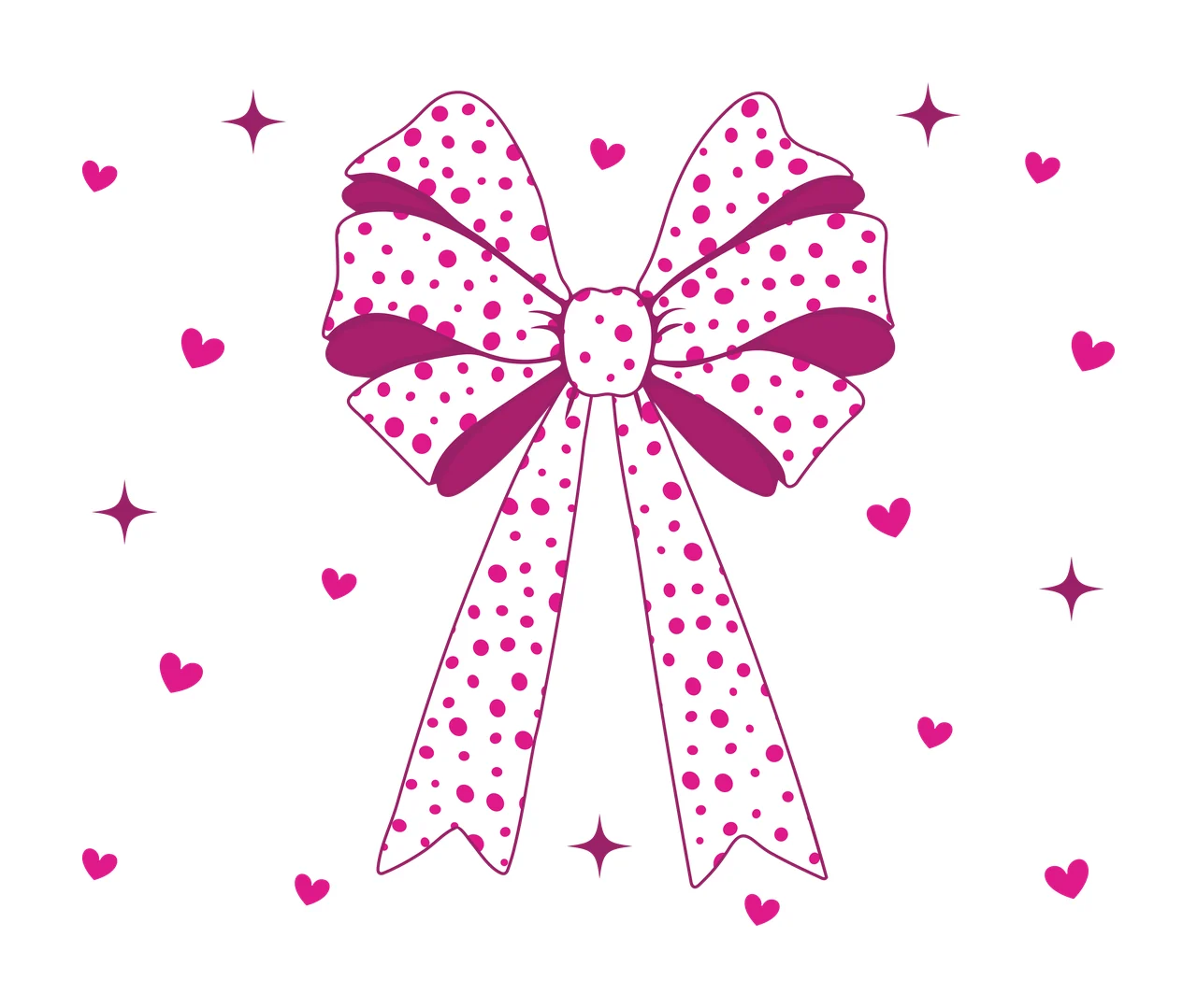 Bow Silhouette With Star And Hearts hanging stars black white