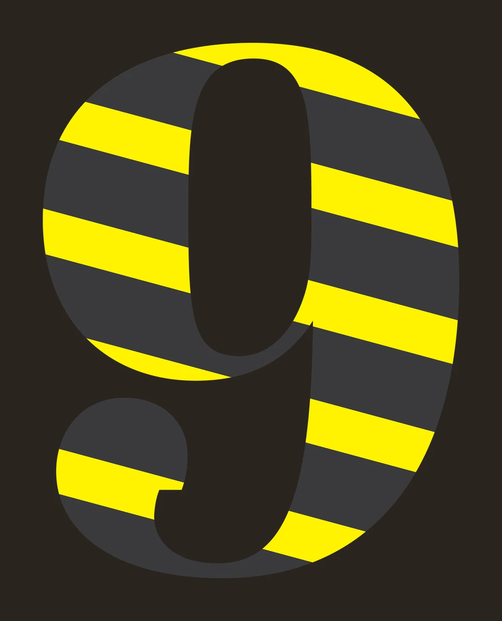 Number 9 Nine Digit With Embossed Horizontal Line displaying contrast preview thumbnail