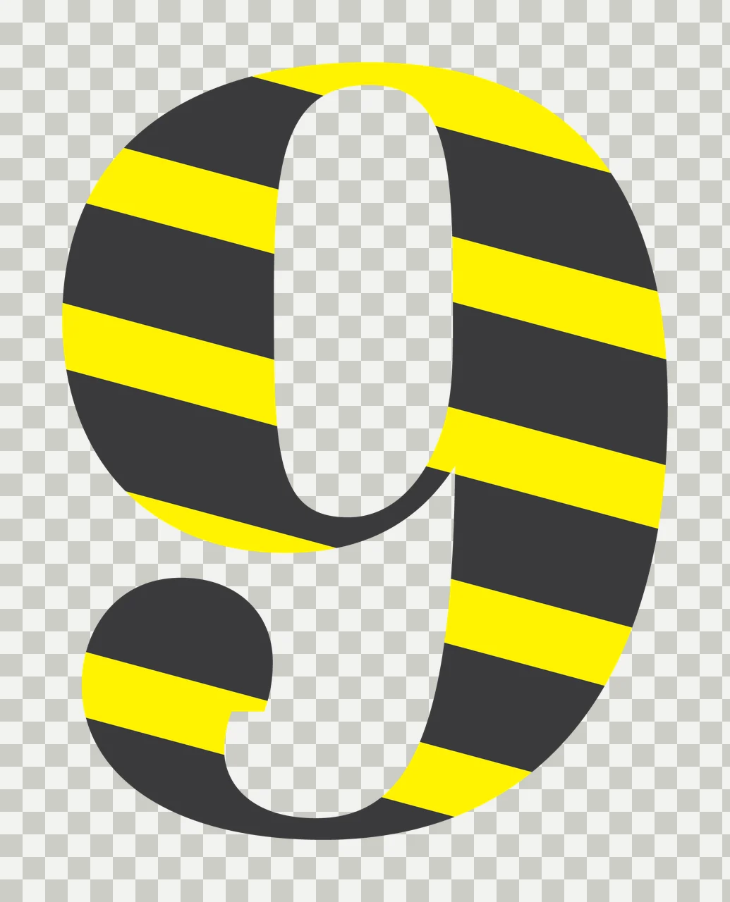 Number 9 Nine Digit With Embossed Horizontal Line displaying transparency and detail preview thumbnail