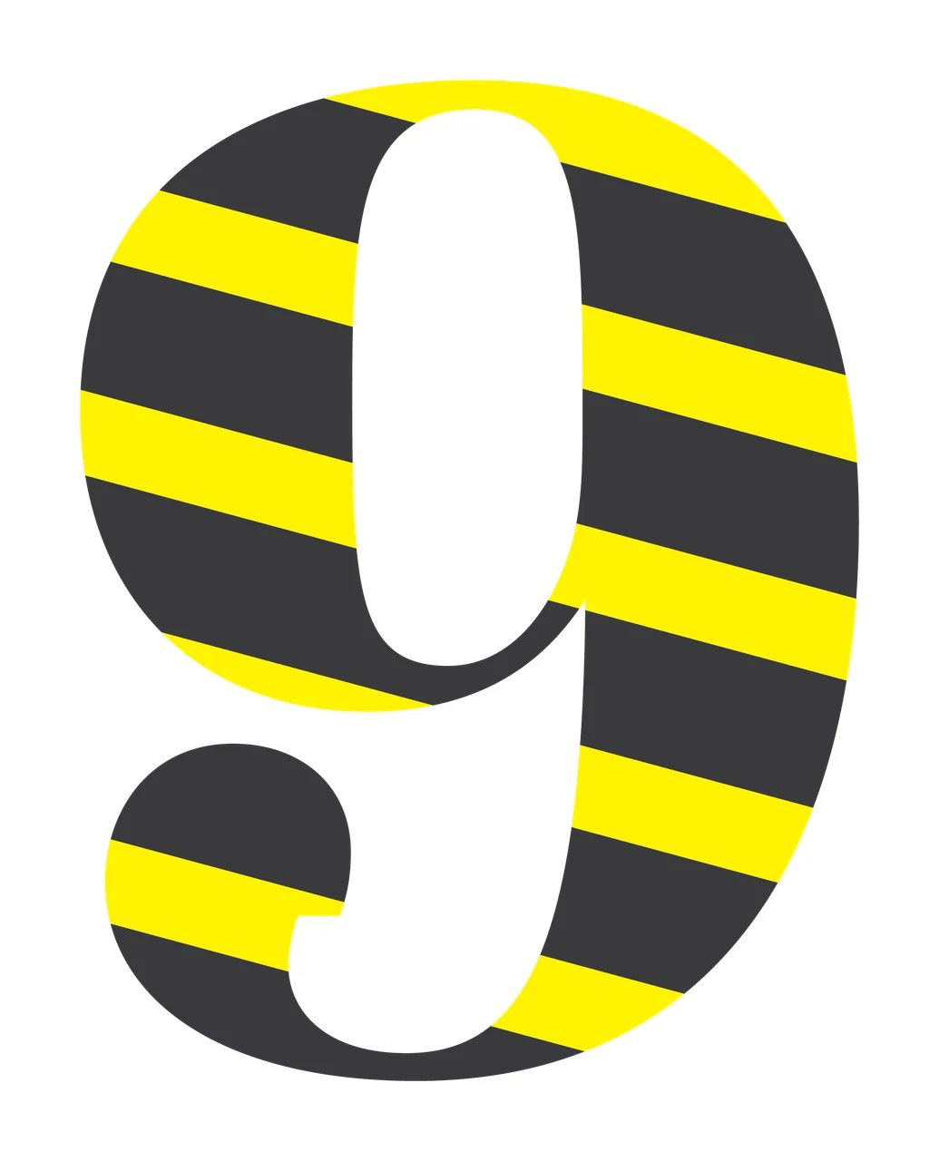Number 9 Nine Digit With Embossed Horizontal Line displaying