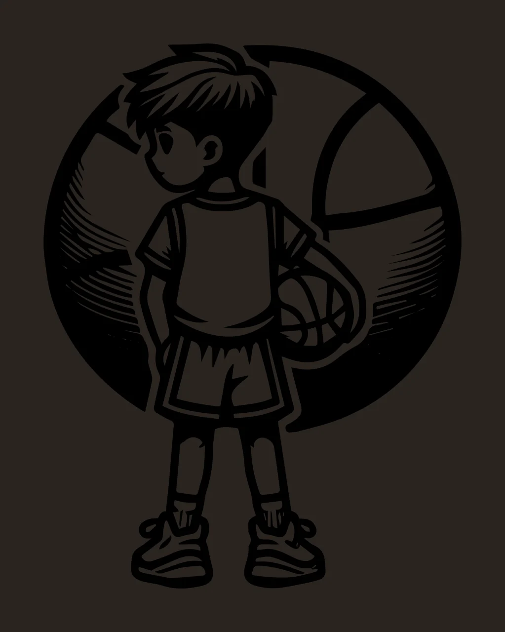 Ball Player Young With Basketball Graphic and standing cartoon contrast preview thumbnail