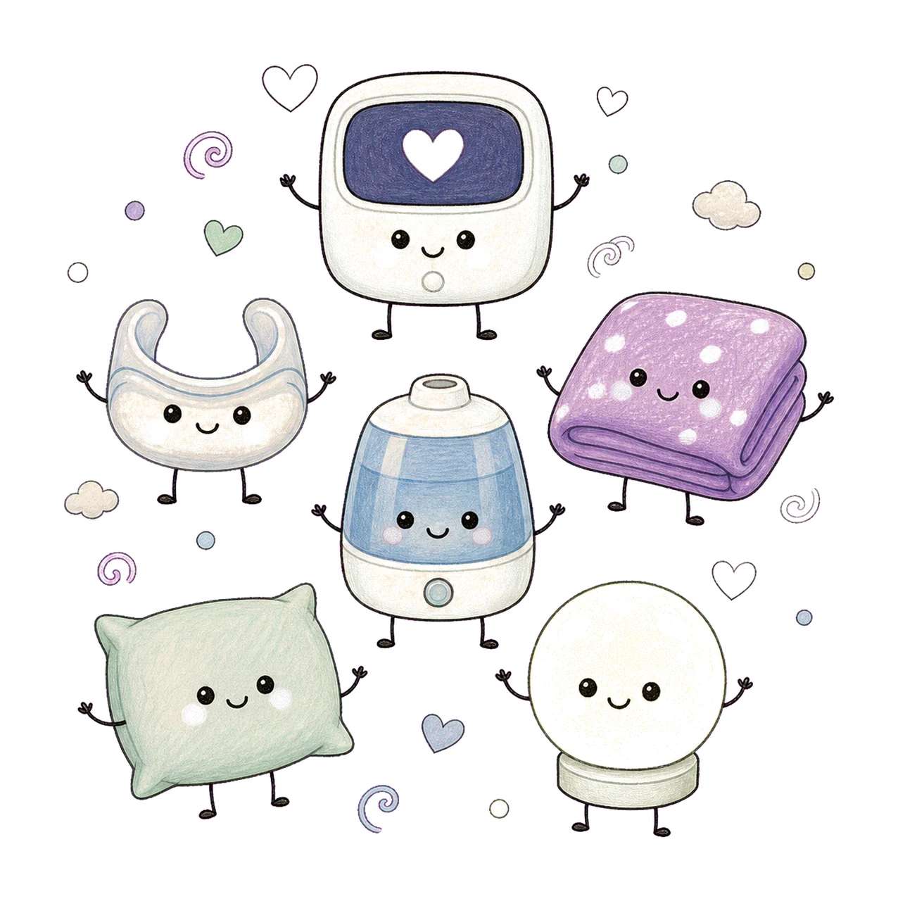 Sleep Medicine Doodle Crew Cute CPAP Sleep Tech Variation C