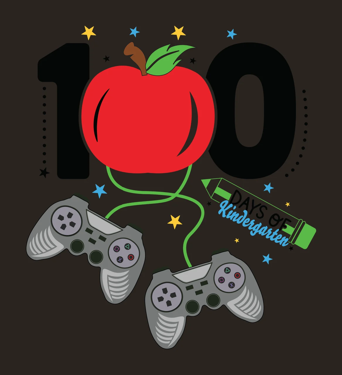 100 Days Of Kindergarten Text lettering presenting apple game contrast preview thumbnail