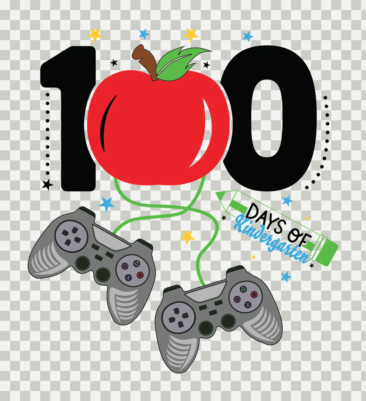 100 Days Of Kindergarten Text lettering presenting apple game transparency and detail preview thumbnail