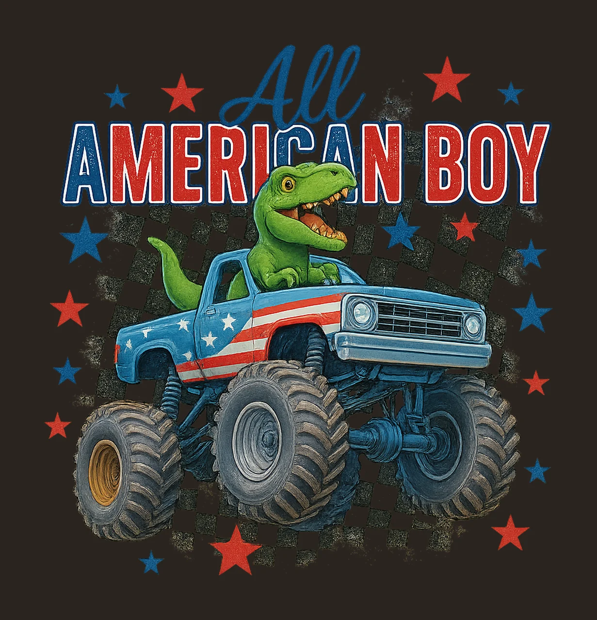 All American Boy dinosaur rex 4th of july Monster big truck contrast preview thumbnail