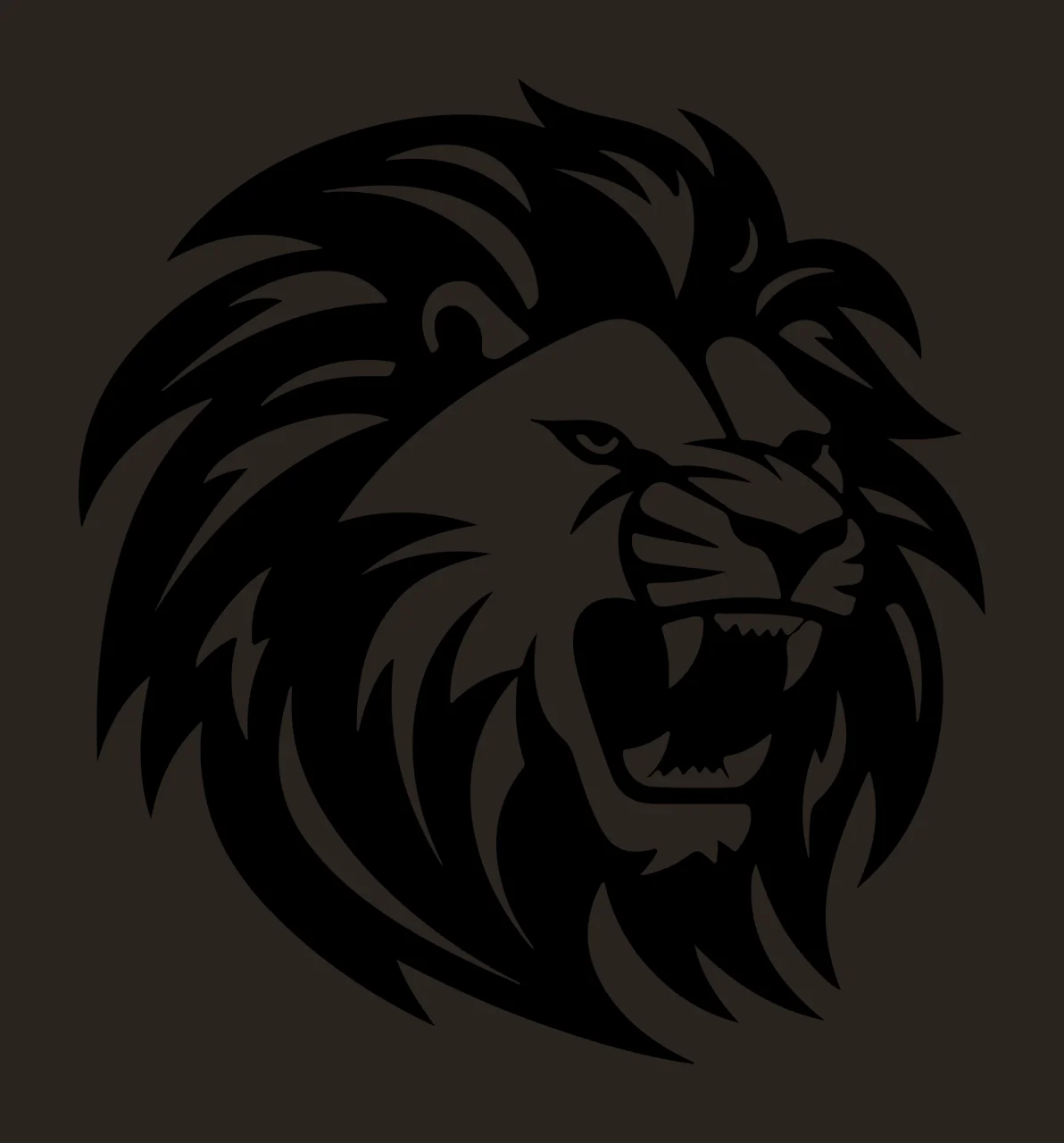 Lion Head Roaring Black White Graphic mane teeth eyes animal contrast preview thumbnail