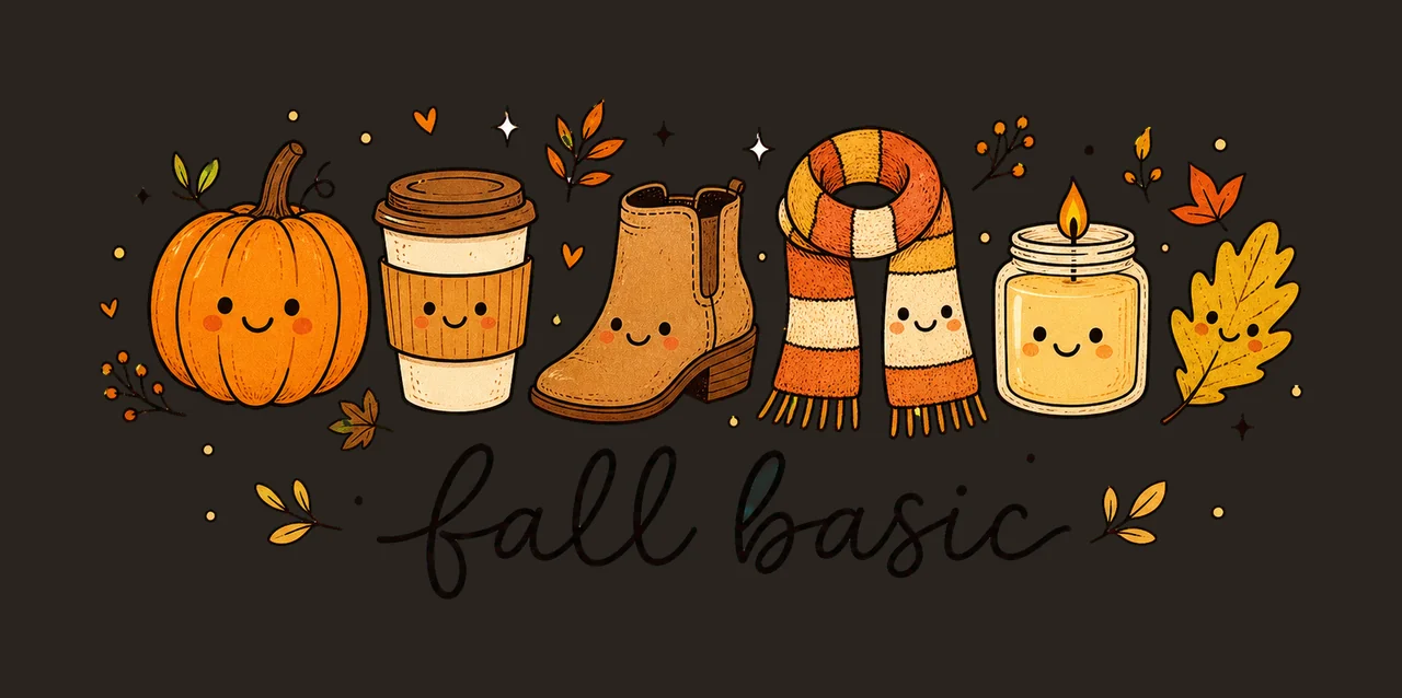 Fall Basic Cute Fall Doodle Shirt Autumn Girly Variation A contrast preview thumbnail